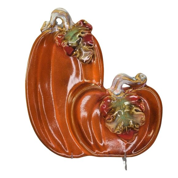 Two Pumpkins Serving Plate Fall Autumn Thanksgiving Canape Appetizer Wall‎ Decor - Picture 1 of 6
